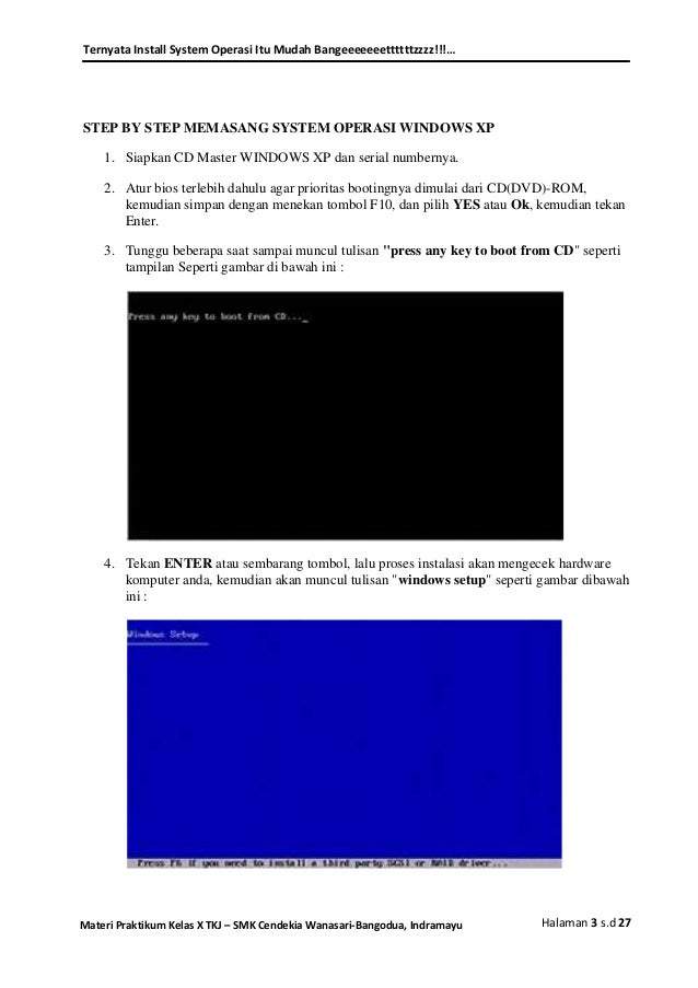 Bios, dan installasi windows xp, 7 materi praktikum kelas x tkj 1
